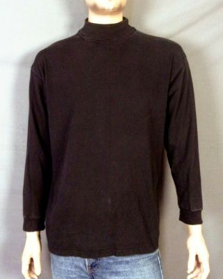Vintage 70s 80s Single Stitch Puritan Long Sleeve Black Turtleneck T - Shirt Sz Xl