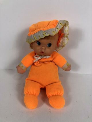 Vintage 1974 Mattel Baby Beans Bright Orange Doll Blonde Blue Eyes
