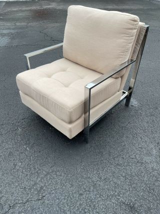 Splendid Mid Century Modern Milo Baughman Era Chrome Lounge Chair