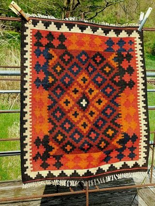 Tribal Nomad Rug Mat Hanging Hand - Woven Kilim 38 " X 31 " Mid - East
