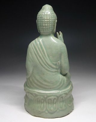 Korean Joseon Dynasty Celadon Buddha Statue / W 8.  5× H 16 [cm] 3