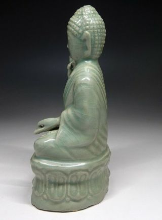 Korean Joseon Dynasty Celadon Buddha Statue / W 8.  5× H 16 [cm] 4