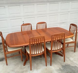 Mcm Vintage Benny Linden Teak Set Of 6 Chairs Danish Modern Bl10 Dining Table
