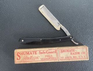 Antique Shumate Safe Guard Straight Razor St.  Louis Usa Rare W/ Box