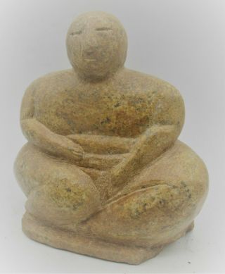 Rare Ancient Near Eastern Stone Steatopygous Seated Worshipper Idol 1500bce
