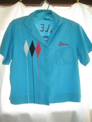 Vintage 50s 60s Womens Bowling Shirt Sz 36 King Louis By Holiday Eagles Yakima