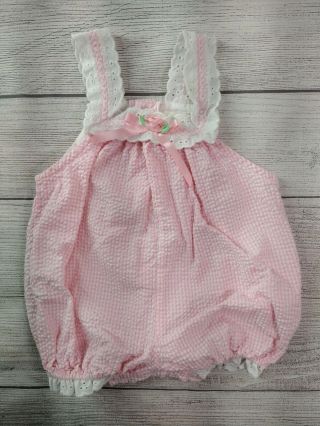 Vintage Baby Bubble Romper,  Pink Gingham,  80s/90s,  Baby Girl Size 3 - 6 Months