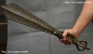 26 " Tibet Meteorite Iron Tiantie Wenshu Sword Vajra Phurpa Dagger Equipment Faqi