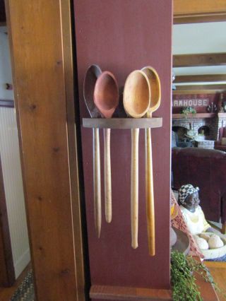 Early Look Rustic Primitive Spoon Rack Made By Hubby - 4 Holes
