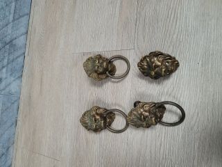 Antique Vintage Lion Head Pulls Set Of 4 With Straight Head Screws A1
