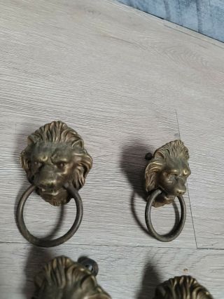Antique Vintage Lion Head Pulls Set Of 4 With Straight Head Screws A1 2