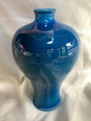 Antique Chinese China Blue - Glazed Crackle Porcelain Ceramic Vase No Mark 3
