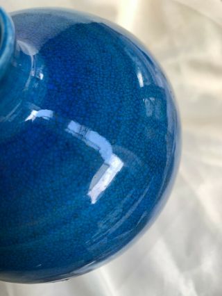 Antique Chinese China Blue - Glazed Crackle Porcelain Ceramic Vase No Mark 4
