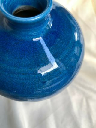 Antique Chinese China Blue - Glazed Crackle Porcelain Ceramic Vase No Mark 5