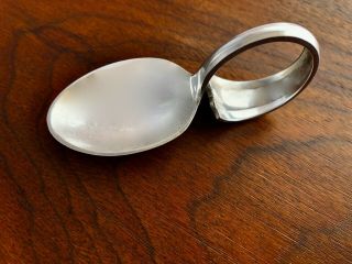 Franklin Silver Plate Co.  Curved Handle Baby Spoon Carlyle 1920 No Monogram