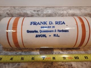 Antique Stoneware Rolling Pin Frank Rea Avon Ill Cake Baking Pastry Chef Cooking
