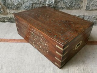 An Antique Brass Inlaid Anglo Indian Chiniot Box