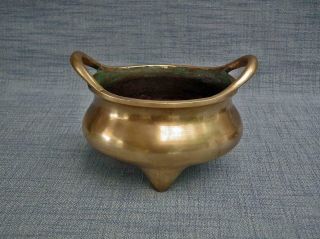 Antique Chinese Qing Dynasty Bronze Tripod Incense Burner Censer 18 - 19th Century