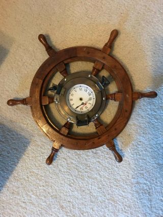 Cool Nautical Deluxe Class Decorative Mahogany Wood Ship Wheel Clock 22 " (parts)