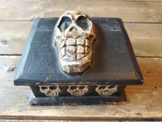 Antique 1800s Haitian Dybbuk Voodoo Haunted Skull Witchcraft Ritual Box