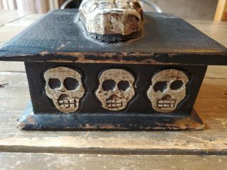 Antique 1800s Haitian Dybbuk Voodoo Haunted Skull Witchcraft Ritual Box 3