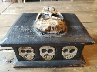 Antique 1800s Haitian Dybbuk Voodoo Haunted Skull Witchcraft Ritual Box 5
