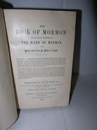 Antique The Book Of Mormon Printed Salt Lake City 1891 Joseph Smith