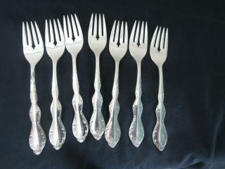 Wm Rogers Silver Camelot 7 Salad Forks Pre Owned 6in 1964
