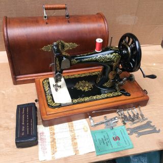 1893 Antique Singer 28,  28k Hand - Crank Sewing Machine With " Scrolls And Roses "