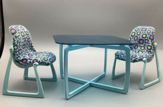 1978 Mattel Barbie Dream Furniture Blue Dining Table And Chairs