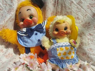 Vintage Rushton Ducks - Htf Rubber Face 1950s Couple