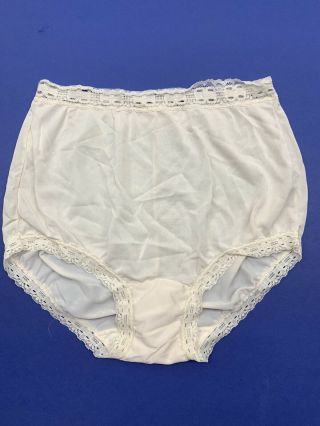 Olga 5/s Lace Trim Nylon Semi Sheer Full Brief Underwear Panties Vintage