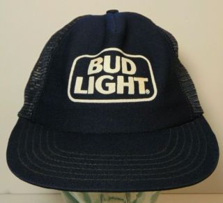 Old Vintage 1980s Budweiser Bud Light Beer Snapback Trucker Hat Cap Made In Usa