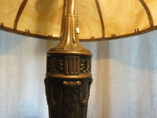Antique Slag Glass Lamp LARGE 8 Panel Bradley Hubbard Handel Arts & Crafts Era 3