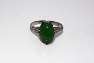 $4,  200 3.  09ct Gia Certified Antique Natural " A " Jade Solitaire Platinum Ring