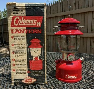 1962 Vintage Red Coleman 200a Lantern W/box - Single Mantle 7/62 - 200a195 Wow