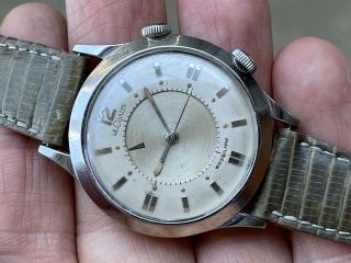 RARE 1960 ' s JAEGER LECOULTRE ALARM CAL.  814 DIAL STAINLESS STEEL 2