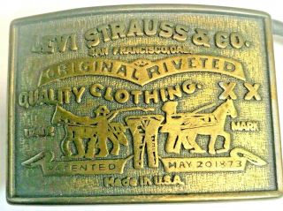 Vintage Levi Strauss & Co.  Belt Buckle Riveted Brass 1970s,  USA 2