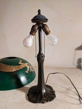 Antique Pittsburgh Lamp with Unique Dragon Shade Bradley& Hubbard,  Handel Era 2