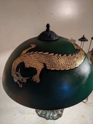 Antique Pittsburgh Lamp with Unique Dragon Shade Bradley& Hubbard,  Handel Era 3