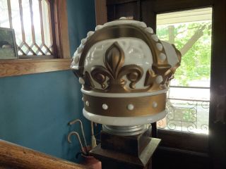 Antique/Vintage Gold Crown Glass Gas Pump Globe With Collar 3