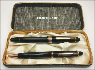 Antique Celluloid Mont Blanc 144 Set Fountain Pen,  Pencil W/ob Gold Nib (s202)