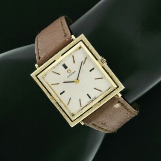 Vintage Omega D6650 14k Gold 27mm Square 17j Mechanical Wind Wrist Watch Cal 620