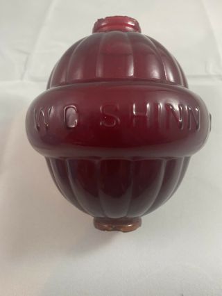 Vintage W.  C.  Shinn Mfg Co Red Translucent Glass Lightning Rod Glass Ball Rare