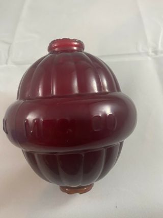 Vintage W.  C.  Shinn Mfg Co Red Translucent Glass Lightning Rod Glass Ball Rare 2