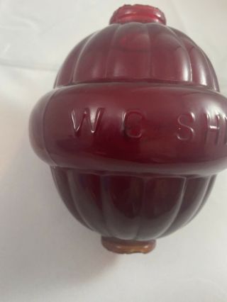 Vintage W.  C.  Shinn Mfg Co Red Translucent Glass Lightning Rod Glass Ball Rare 3
