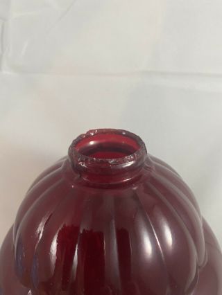 Vintage W.  C.  Shinn Mfg Co Red Translucent Glass Lightning Rod Glass Ball Rare 4