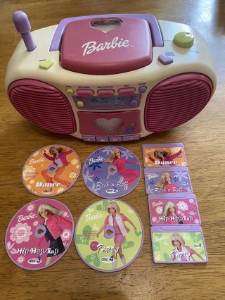 Vintage 2000 Barbie Dance With Me Talking Boombox Be - 160 4 Cds 4 Tapes