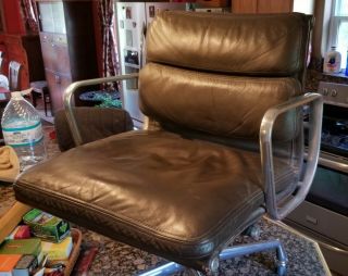 Vintage Eames For Herman Miller Soft Pad Management Desk Chair Choclate Leather