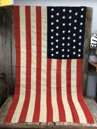 Antique 1908 - 1912 46 Star Sewn Us American Wool Flag